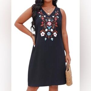 JODIFL | Navy Embroidered Sheath Dress
